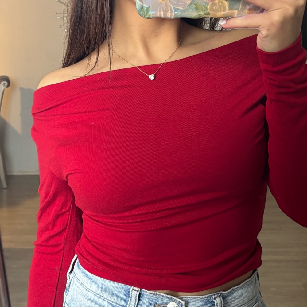 Red Off-Shoulder Top